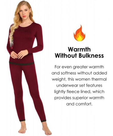 Thermal Underwear Women's Thermal Underwear Sets Micro Fleece Lined Long Johns Base Layer Thermals 2 Pieces Set - Women's - W...