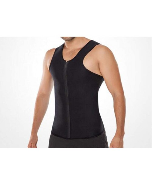 Shapewear Mens Compression Shirt Slimming Body Shaper Vest Waist Trainer Workout Tank Tops Support Undershirts - Black - CA19...