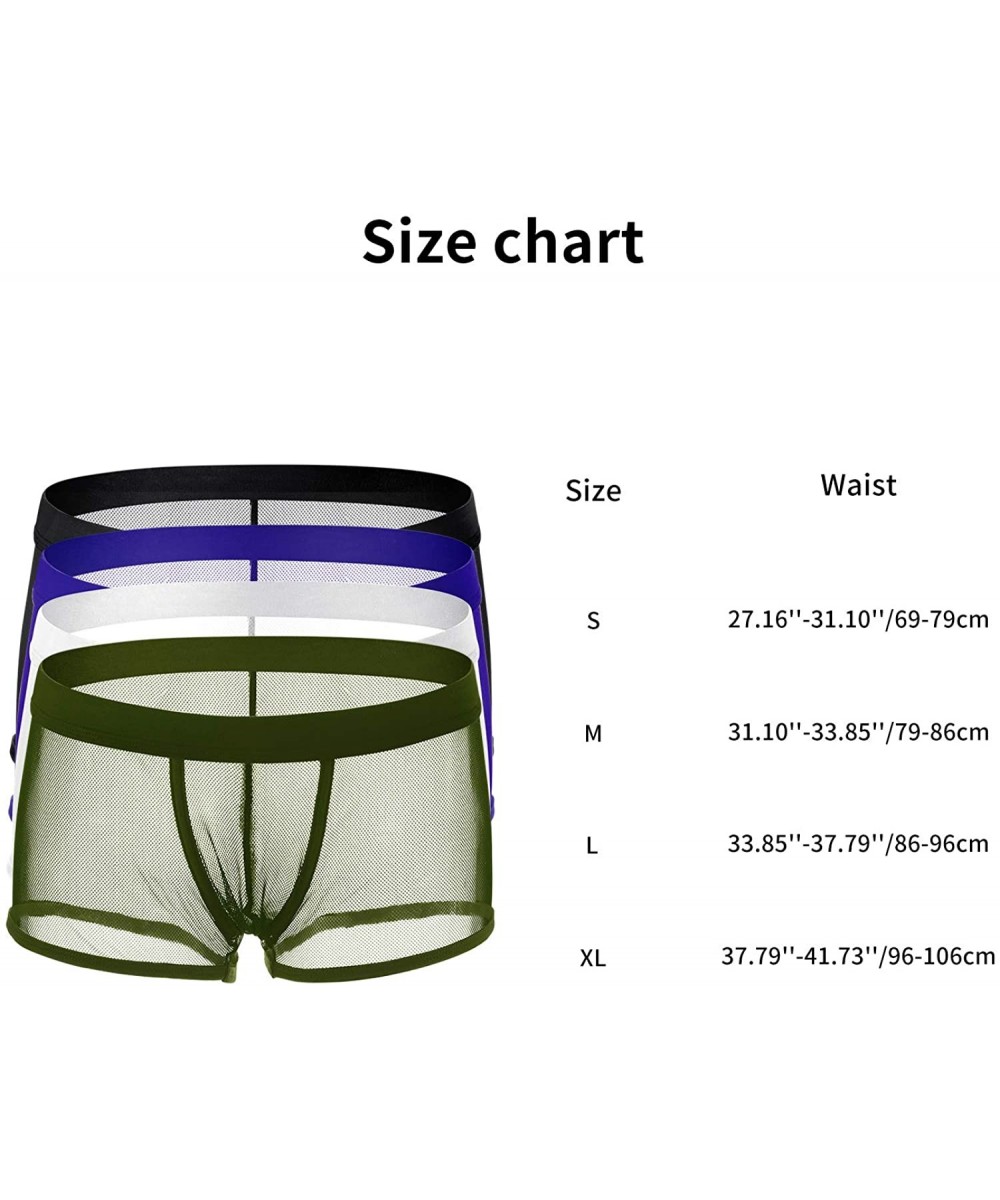 Men's Mesh Boxer Briefs- 4 Pieces Transparent Underwear See Through Low  Rise Trunks Breathable Underpants - Black- Navy Blue- White- Army Green -  CU192OLKNNS