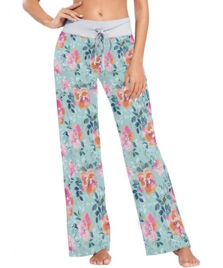 Bottoms Beautiful Roses Bright Painting Inspired Flower Women's Pajama Pants Lounge Sleep Wear - Multi - CX19D3NWIH4