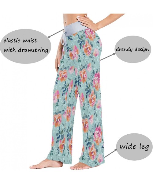 Bottoms Beautiful Roses Bright Painting Inspired Flower Women's Pajama Pants Lounge Sleep Wear - Multi - CX19D3NWIH4