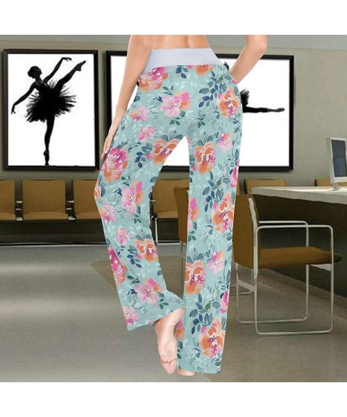 Bottoms Beautiful Roses Bright Painting Inspired Flower Women's Pajama Pants Lounge Sleep Wear - Multi - CX19D3NWIH4