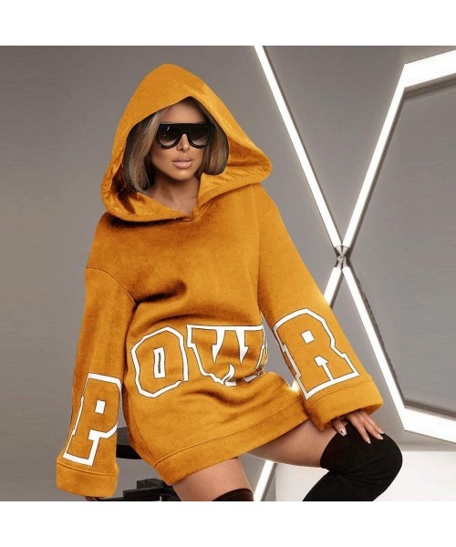 Thermal Underwear Women Cat Print Hoodie Plus Size Long Sleeve Hooded Sweatshirt Long Top - Yellow - CP192ZN74X2