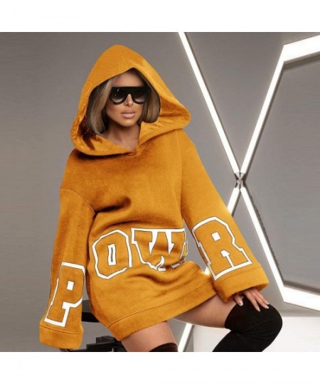 Thermal Underwear Women Cat Print Hoodie Plus Size Long Sleeve Hooded Sweatshirt Long Top - Yellow - CP192ZN74X2