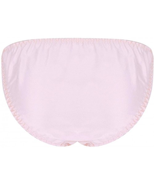 Panties Women's Silk String Bikini Panty Low Rise Brazilian Hipster Briefs Underwear - Pink - CC18M05NHND