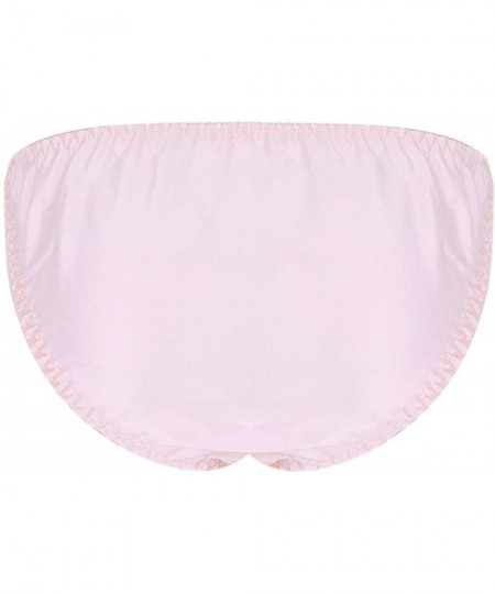 Panties Women's Silk String Bikini Panty Low Rise Brazilian Hipster Briefs Underwear - Pink - CC18M05NHND