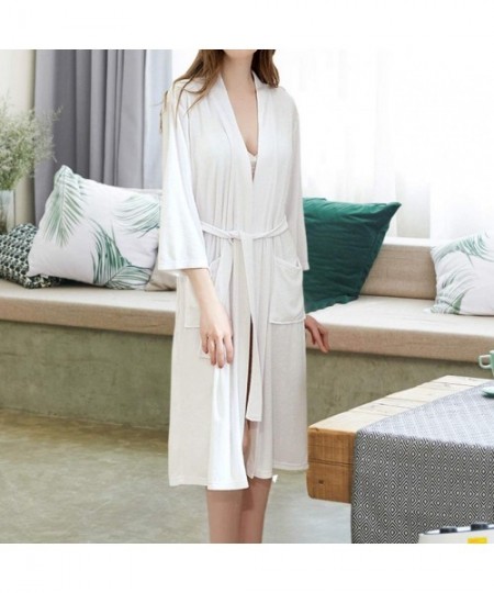 Robes Women Robe Bathrobe Bridesmaid Robes Kimono Robes Thin Soft Pocket Robe Feamle Dressing Gowns Homewear Sleepwear Pink -...