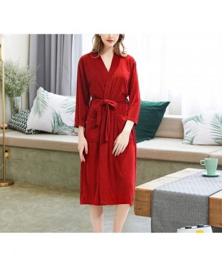 Robes Women Robe Bathrobe Bridesmaid Robes Kimono Robes Thin Soft Pocket Robe Feamle Dressing Gowns Homewear Sleepwear Pink -...