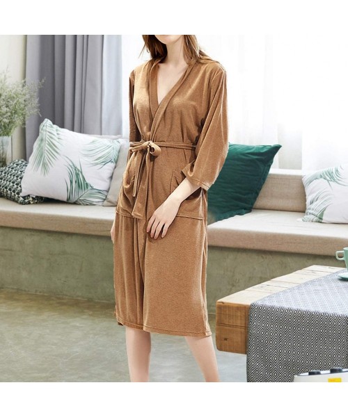 Robes Women Robe Bathrobe Bridesmaid Robes Kimono Robes Thin Soft Pocket Robe Feamle Dressing Gowns Homewear Sleepwear Pink -...