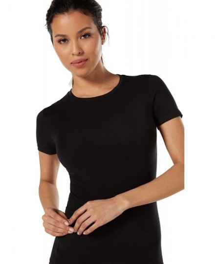 Tops Womens Short-Sleeved Stretch Supima Cotton Top - Black - 019 - Black - C9196WL93GX