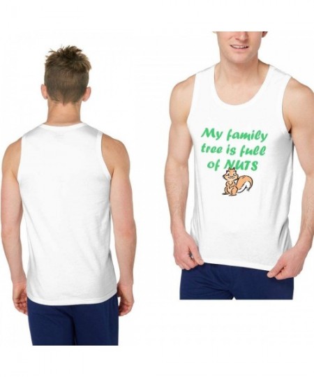 Undershirts My Family Tree is Full of Nuts. Men Vest Workout Tank Tops Sleeveless Shirt Undershirt - White - CS19CM5YHME