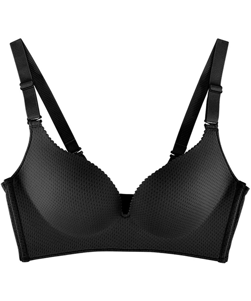 Bras Women's Comfort T-Shirt Bra Soft Foam Wire-Free Contour Bra - Black - C418TTZQC3D