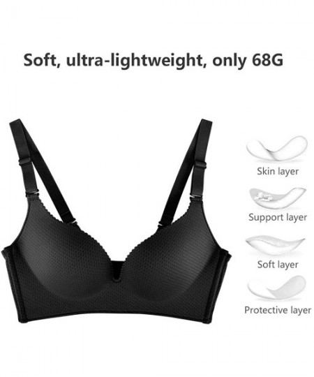 Bras Women's Comfort T-Shirt Bra Soft Foam Wire-Free Contour Bra - Black - C418TTZQC3D