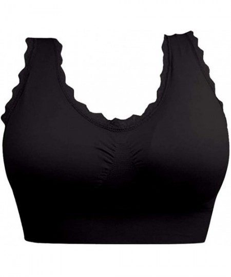 Slips Padded Sports Bras for Women Freedom Seamless Spandex Yoga Bra - Black - CL193MU5WXK