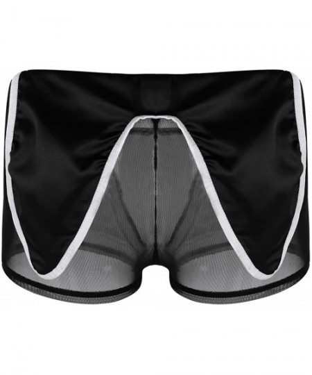 Boxer Briefs Mens Soft Sheer Mesh See Through Boxer Briefs Shorts Tuxedo Underwear - Black - CJ18QCH5HX5