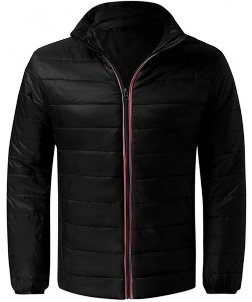 Trunks Mens Winter Quilted Insulated Zipper Thickened Warm Down Jacket Puffer with Thermal Light Coat - Black - CB193M4ER3W