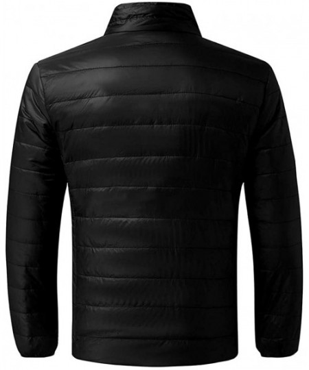 Trunks Mens Winter Quilted Insulated Zipper Thickened Warm Down Jacket Puffer with Thermal Light Coat - Black - CB193M4ER3W