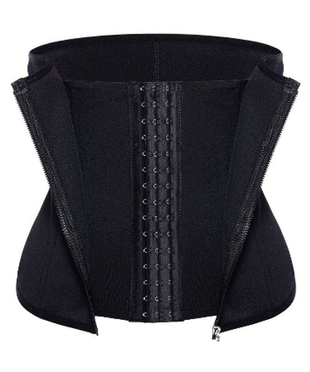 Bustiers & Corsets Waist Trainer Zipper Corsets Body Shaper Abdominal Fitness Slimming Belt - Black - C419DIG55R3