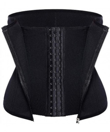 Bustiers & Corsets Waist Trainer Zipper Corsets Body Shaper Abdominal Fitness Slimming Belt - Black - C419DIG55R3