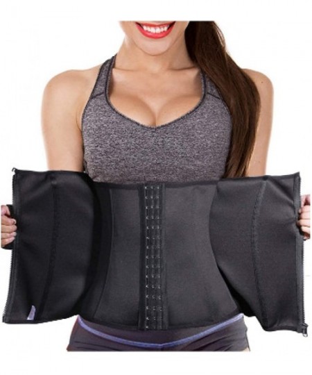 Bustiers & Corsets Waist Trainer Zipper Corsets Body Shaper Abdominal Fitness Slimming Belt - Black - C419DIG55R3