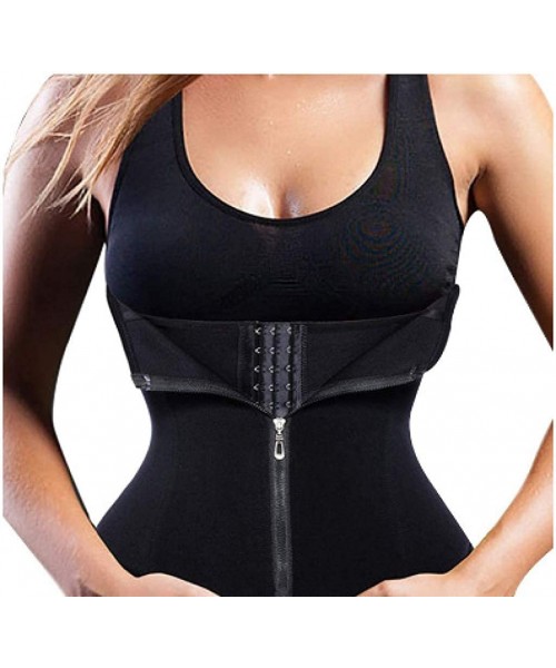 Bustiers & Corsets Waist Trainer Zipper Corsets Body Shaper Abdominal Fitness Slimming Belt - Black - C419DIG55R3