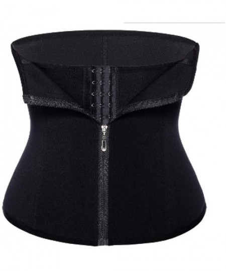 Bustiers & Corsets Waist Trainer Zipper Corsets Body Shaper Abdominal Fitness Slimming Belt - Black - C419DIG55R3