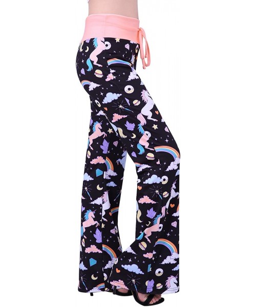 Bottoms Womens Pajama Pants Wide Leg Sleepwear Casual Loose Lounge PJ Bottoms - Unicorns and Rainbows - CJ18DU3Q0D6