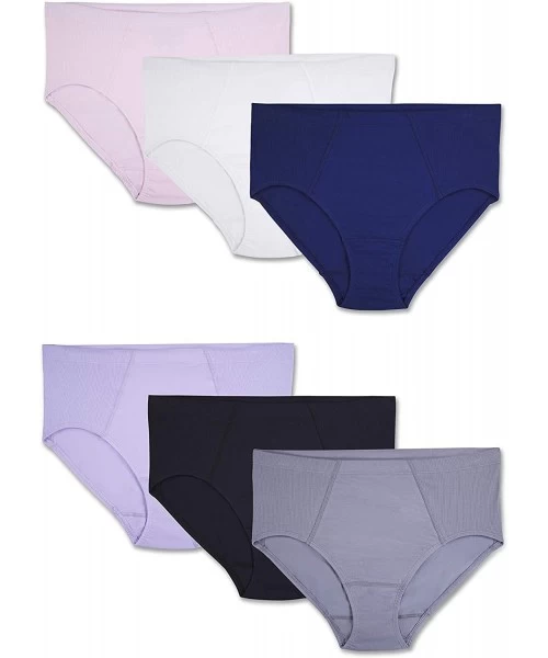 Panties Women's Plus Size Underwear Flexible Fit Brief Panties - 6-pack - Fashion Assorted - CA18S29L6KX