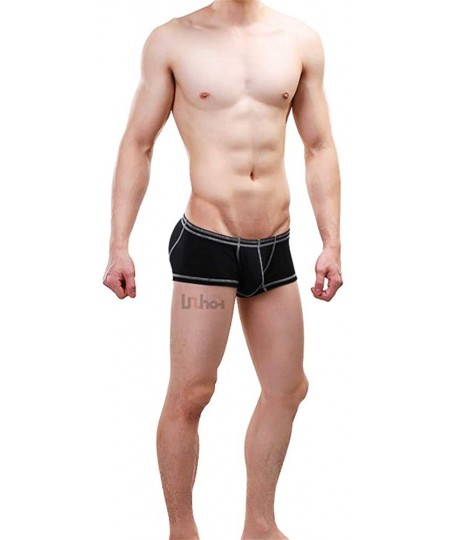 Boxers Men Boxer Briefs Underwear Modal Breathable U Convex Pouch Underpants Male Panties - Black - CS18KEAYC0X