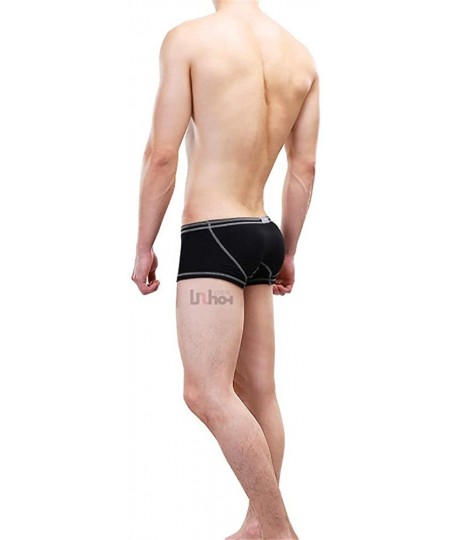 Boxers Men Boxer Briefs Underwear Modal Breathable U Convex Pouch Underpants Male Panties - Black - CS18KEAYC0X