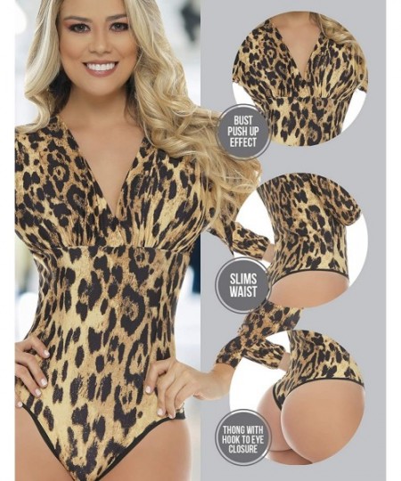 Shapewear Women's Bodysuit Jumpsuit Leotard Body Shaper Leopard Blouse Blusa de Mujer Faja Colombiana - CZ195XXKC7Q