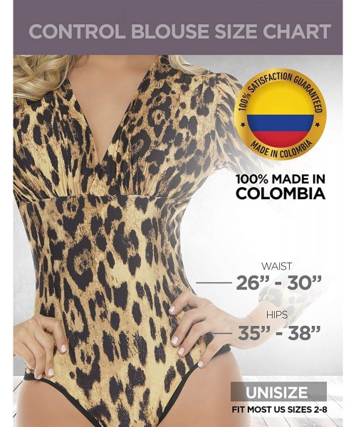 Shapewear Women's Bodysuit Jumpsuit Leotard Body Shaper Leopard Blouse Blusa de Mujer Faja Colombiana - CZ195XXKC7Q