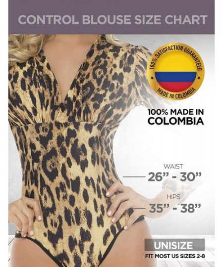 Shapewear Women's Bodysuit Jumpsuit Leotard Body Shaper Leopard Blouse Blusa de Mujer Faja Colombiana - CZ195XXKC7Q