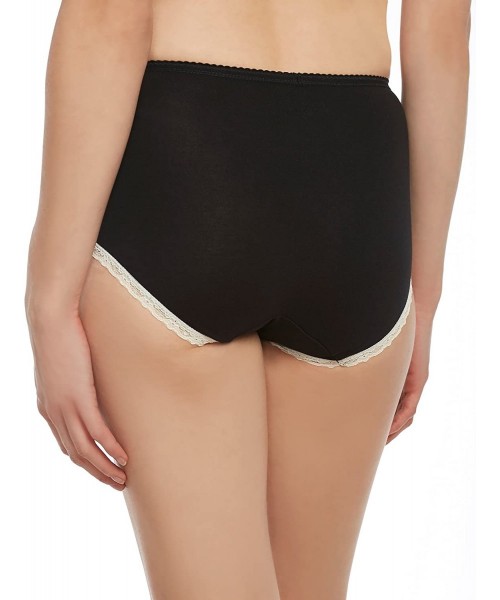 Shapewear Women's Panty Briefs -3 Pack Panties- Soft Cotton Underwear - Cream & Black - CH17XXMUY5Y