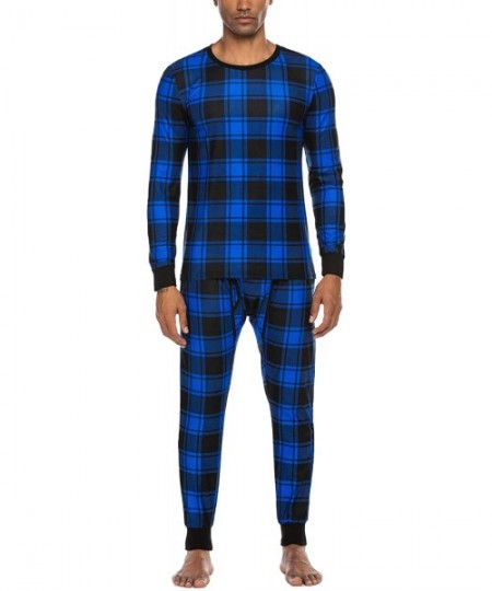 Thermal Underwear Men's Buffalo Plaid Pajama Set Thermal Underwear Set Lightweight Long Johns with Fly Hole and Pockets - Buf...