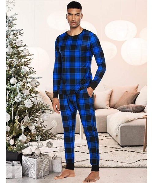 Thermal Underwear Men's Buffalo Plaid Pajama Set Thermal Underwear Set Lightweight Long Johns with Fly Hole and Pockets - Buf...