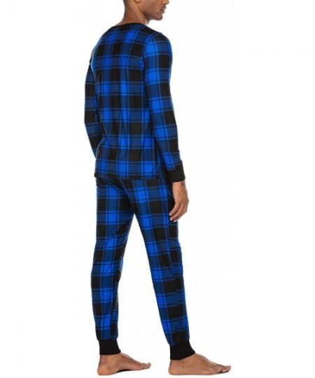 Thermal Underwear Men's Buffalo Plaid Pajama Set Thermal Underwear Set Lightweight Long Johns with Fly Hole and Pockets - Buf...