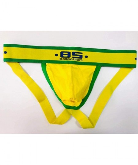 G-Strings & Thongs Men's Low-Rise Jockstrap Elastic G-String Thong Cotton Underwear - Yellow - CH18ZCRL6S3