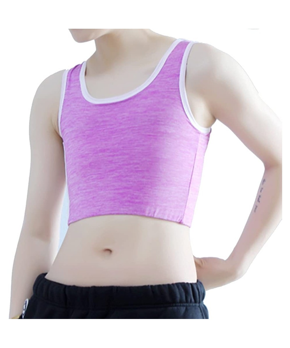 Bustiers & Corsets Women Tomboy Elastic Band Colors Chest Binder Tank Top - Fuchsia - C0186YTOXU8