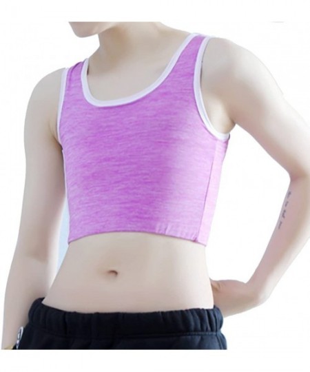 Bustiers & Corsets Women Tomboy Elastic Band Colors Chest Binder Tank Top - Fuchsia - C0186YTOXU8