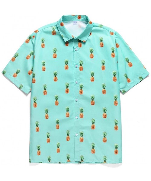 Shapewear Men's Summer Print Suit Fashion Short Sleeve Shorts Set Shirt Set Pocket Vocation - M Mint Green - CO197IC6I40