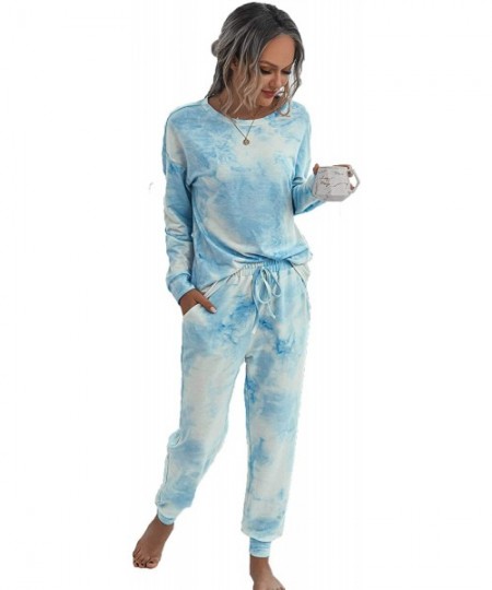 Sets Women's Tie Dye Round Neck Long Sleeve Tee and Pants Pajama Set - Tie Dye-8 - C919D5U54U9