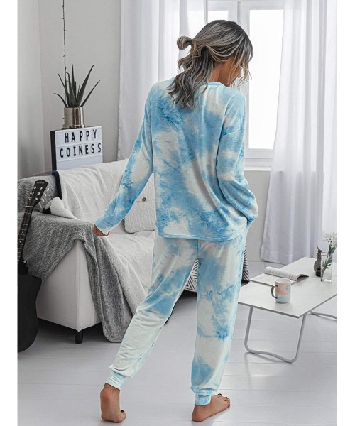 Sets Women's Tie Dye Round Neck Long Sleeve Tee and Pants Pajama Set - Tie Dye-8 - C919D5U54U9