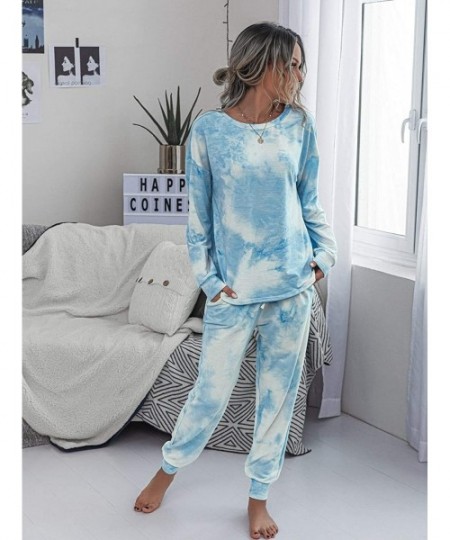 Sets Women's Tie Dye Round Neck Long Sleeve Tee and Pants Pajama Set - Tie Dye-8 - C919D5U54U9