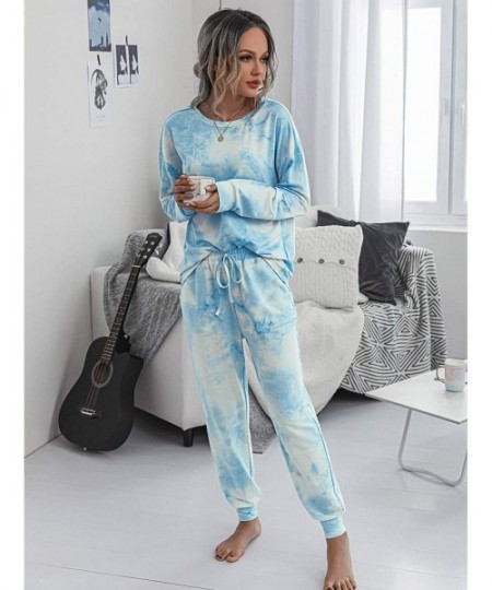 Sets Women's Tie Dye Round Neck Long Sleeve Tee and Pants Pajama Set - Tie Dye-8 - C919D5U54U9