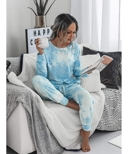 Sets Women's Tie Dye Round Neck Long Sleeve Tee and Pants Pajama Set - Tie Dye-8 - C919D5U54U9