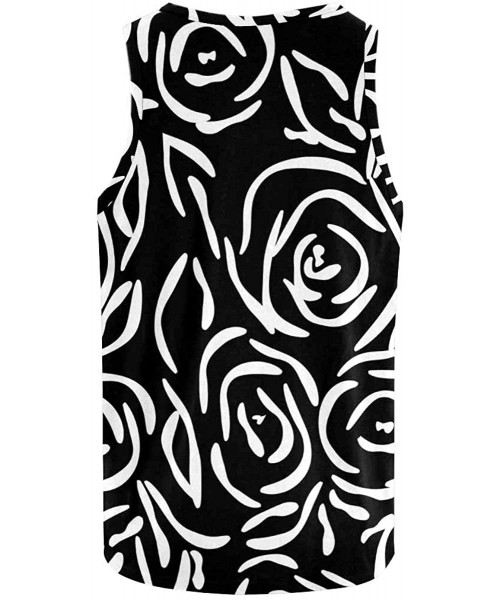 Undershirts Men's Muscle Gym Workout Training Sleeveless Tank Top Roses Floral Skull - Multi5 - CL19DLOR6ES