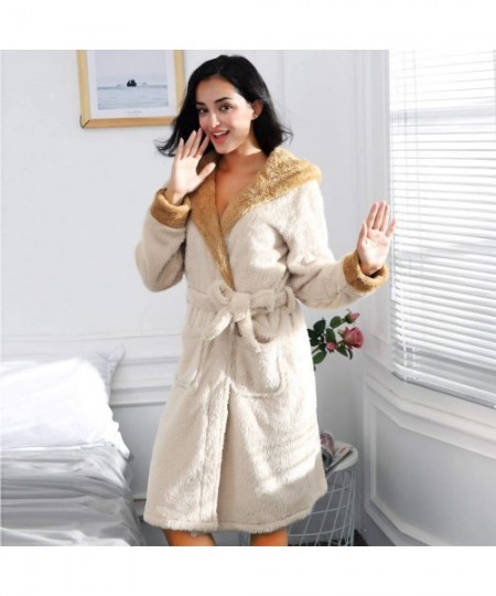 Thermal Underwear Women Winter Plush Shawl Sleepwear Bathrobe Rabbit Ears Hat Robe Coat Pajamas - White - C318ZQSHOZY