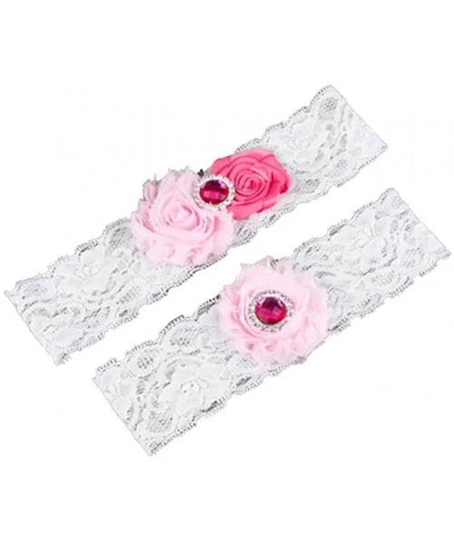 Garters & Garter Belts Wedding Bridal Garters White Flower Garter Lace Set of 2 - Pink 1 - C918YMGXZAL