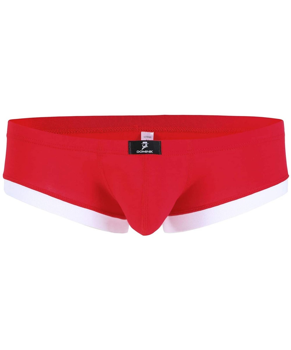 Trunks Underwear Super Low Rise Cotton Hipster Boxer Trunks- Mens- Six Colors - Fiery Red - C31202QWD3P